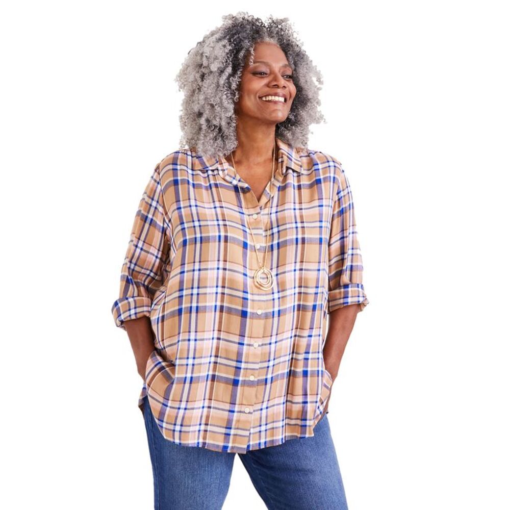 Style & Co. Plus Size Plaid Boyfriend Tunic Shirt